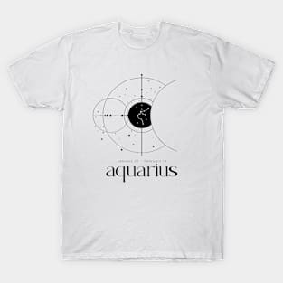 Minimalist Aquarius Constellation Zodiac Astrology Horoscope Moon Stars T-Shirt